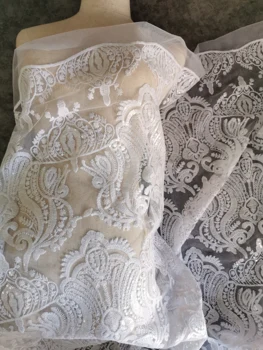 high grade tulle lace African French fabric with sequins embroidery cord lace for party dress off white
high grade tulle lace African French fabric with sequins embroidery cord lace for party dress off white