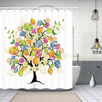 Spring Festival Easter Life Tree Colorful Easter Bunny Rabbit Egg on Flowering Life of Tree with Butterfly Shower Curtain
Spring Festival Easter Life Tree Colorful Easter Bunny Rabbit Egg on Flowering Life of Tree with Butterfly Shower Curtain