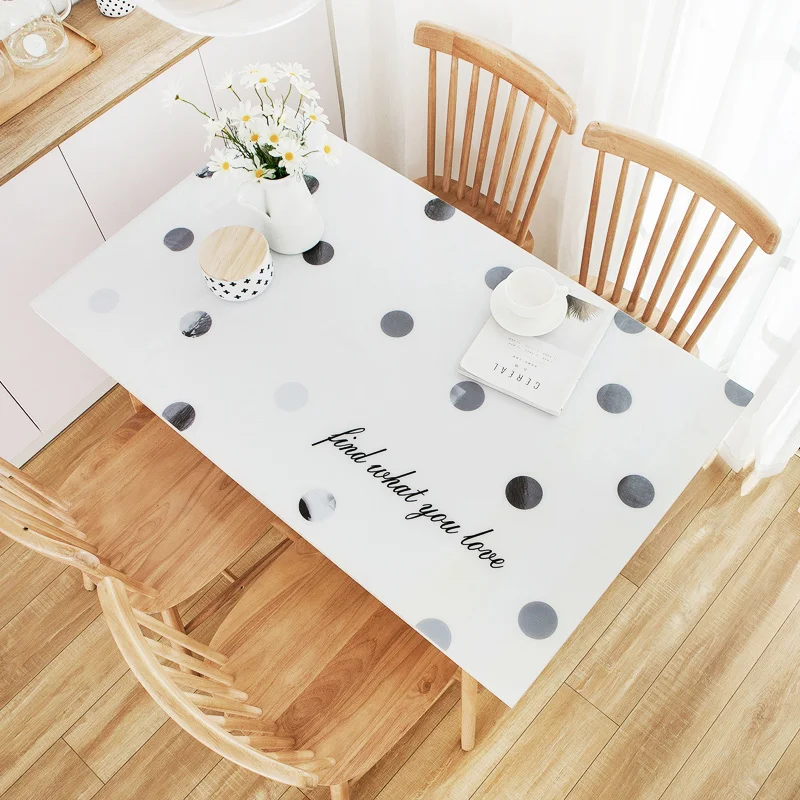 

1.5mm Kawaii PVC Soft Glass Tablecloth Waterproof Oilproof Plastic Transparent Modern Dining Table Cover with Kitchen Mats Pads