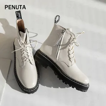 2020 PENUTA Female Winter Boots Genuine Leather Lace Up Motorcycle Booties Round Toe Gladiator Warm Shoes Hot Sale PD9112
2020 PENUTA Female Winter Boots Genuine Leather Lace Up Motorcycle Booties Round Toe Gladiator Warm Shoes Hot Sale PD9112