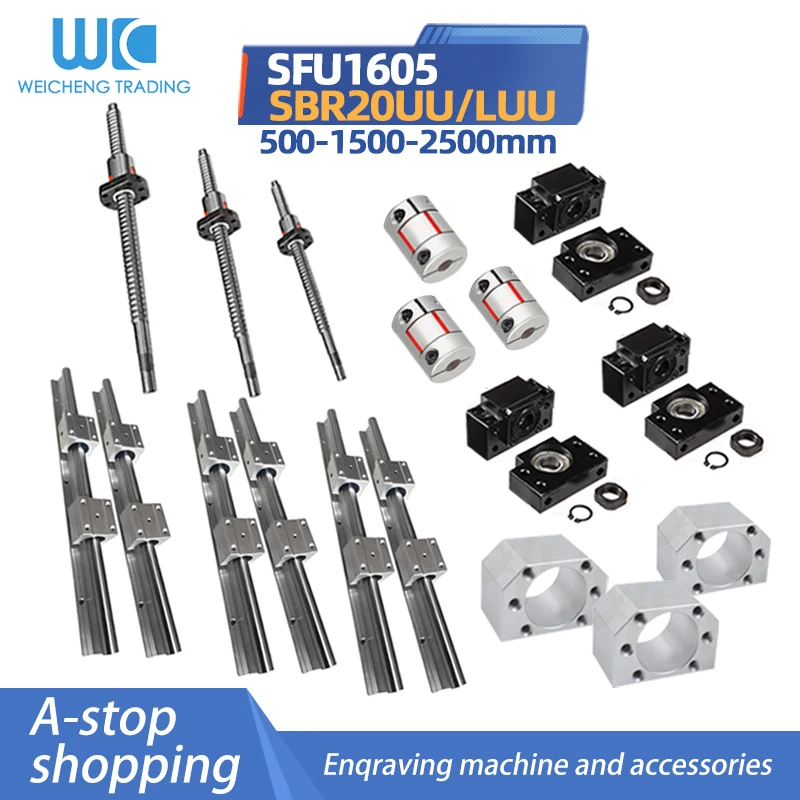 6set SBR20-2500-1500-500mm+12pc SBR20UU+3PC SFU1605+nut +end machiend+nut boday DSG16H+bkbf12+coupler cnc machine 
6set SBR20-2500-1500-500mm+12pc SBR20UU+3PC SFU1605+nut +end machiend+nut boday DSG16H+bkbf12+coupler cnc machine