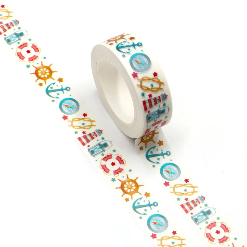 1PC 15MM*10M Compass Life buoy Stars Designs Wide Washi Tape Scrapbooking Japanese Album DIY Decorative Paper Tape
1PC 15MM*10M Compass Life buoy Stars Designs Wide Washi Tape Scrapbooking Japanese Album DIY Decorative Paper Tape