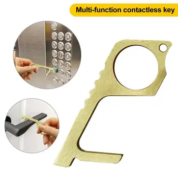 1/2Pcs Touchless Brass Hand Tool Key Door Opener Handle Press Antimicrobial Elevator Button Artifact Avoid Contact Key Ring
1/2Pcs Touchless Brass Hand Tool Key Door Opener Handle Press Antimicrobial Elevator Button Artifact Avoid Contact Key Ring