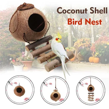 Hanging Lanyard Ladder Bird Nest House Natural Coconut Shell Shape Pet Parakeets Finches Sparrows Parrots Cage
Hanging Lanyard Ladder Bird Nest House Natural Coconut Shell Shape Pet Parakeets Finches Sparrows Parrots Cage