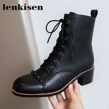 Lenkisen genuine leather round toe high heel short boots chain decoration French romantic pretty girls charming ankle boots L88
Lenkisen genuine leather round toe high heel short boots chain decoration French romantic pretty girls charming ankle boots L88