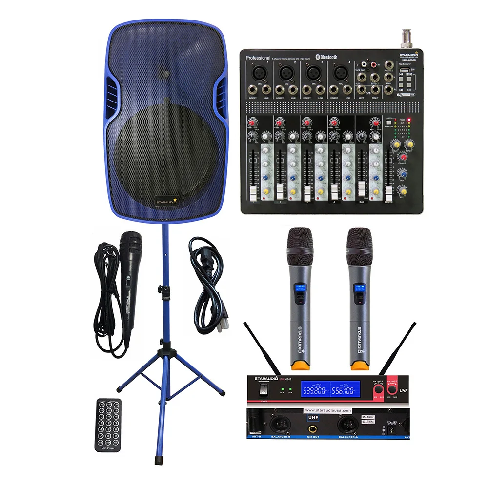 STARAUDIO 3500W 15" Powered PA Active DJ Speaker System DJ PA Stand 6CH BT USB MP3 Mixer 2CH UHF Wireless Handheld Mic SSBM-15
STARAUDIO 3500W 15" Powered PA Active DJ Speaker System DJ PA Stand 6CH BT USB MP3 Mixer 2CH UHF Wireless Handheld Mic SSBM-15
