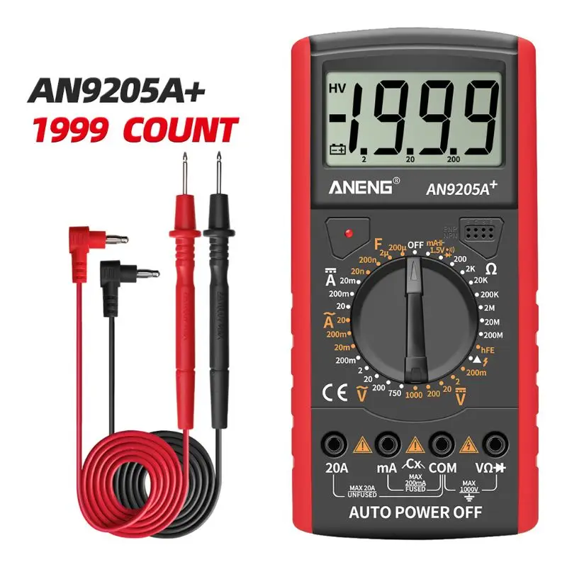 ANENG Digital Multimeter AC/DC Voltmeter Ammeter Resistance Tester Capacitance Diode Multimetro Shockproof Anti-burn AN9205A+
ANENG Digital Multimeter AC/DC Voltmeter Ammeter Resistance Tester Capacitance Diode Multimetro Shockproof Anti-burn AN9205A+