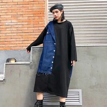 Jean Patchwork Dress Fashion New Women 2020 Spring Plus Size Minority Casual Cotton Dress Long Sleeve Korean Style SA190S30
Jean Patchwork Dress Fashion New Women 2020 Spring Plus Size Minority Casual Cotton Dress Long Sleeve Korean Style SA190S30