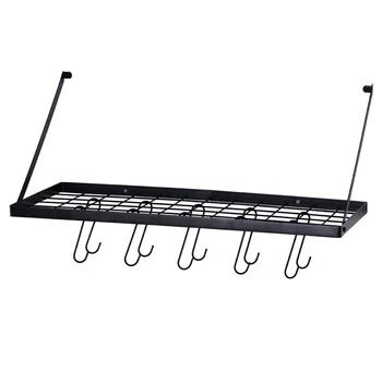 74 x 33 x 24cm Wall Mount Pot Rack Kitchen Cookware Hanging Organizer with 15 Hooks
74 x 33 x 24cm Wall Mount Pot Rack Kitchen Cookware Hanging Organizer with 15 Hooks
