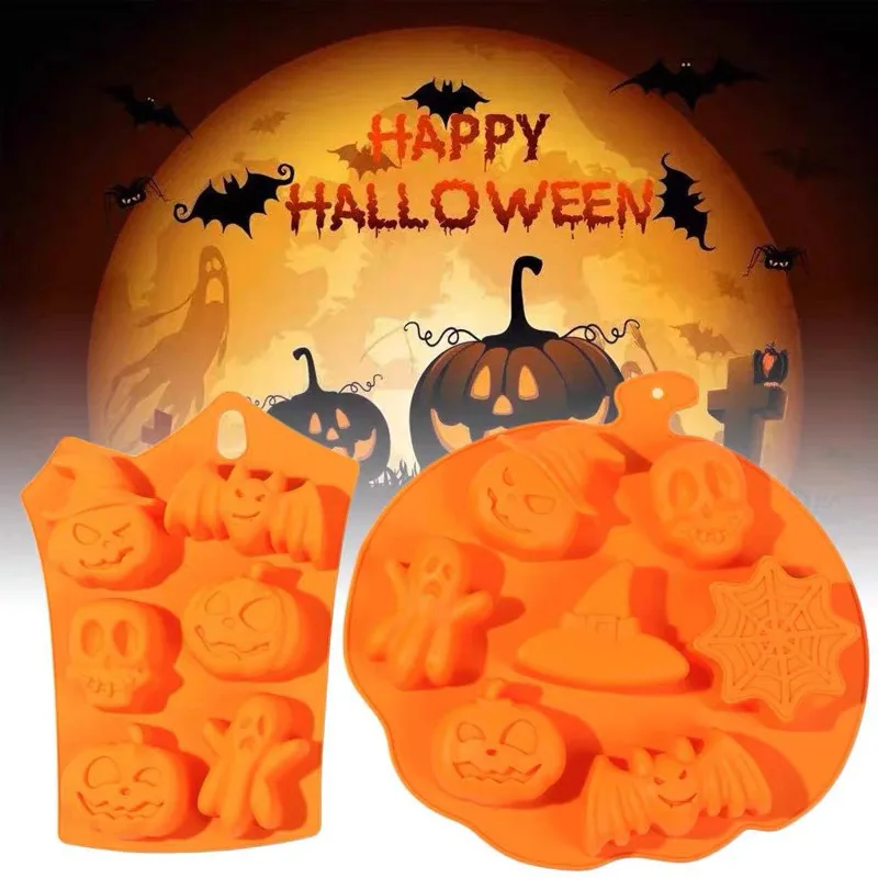 

Halloween supplies cake silicone mold biscuit chocolate candy mold pumpkin ghost cartoon handmade DIY kitchen baking accessories