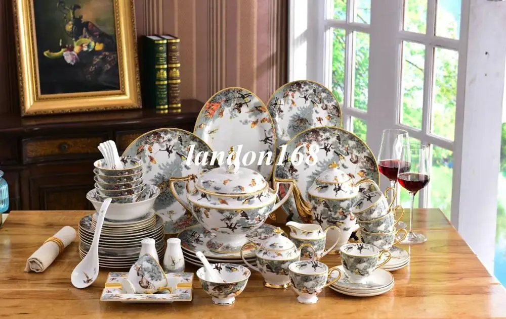 Ceramic dinnerware set 58pcs western style tableware set animal tiger dinnerset bone china Plates sets coffee sets 
Ceramic dinnerware set 58pcs western style tableware set animal tiger dinnerset bone china Plates sets coffee sets