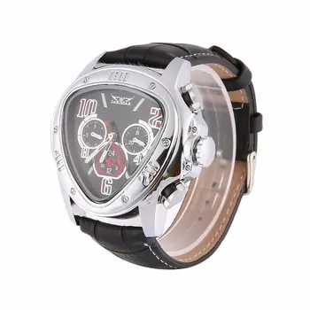 

Men Automatic Mechanical Digital Wrist Watch Leather Wristwatches Triangular Black Dial Business Watches Skeleton Watches 2019