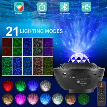 21 Colors Bluetooth Music Player Projector Light Water Wave Star Projector Night Light USB Timer Sound-Activated Projector D30
21 Colors Bluetooth Music Player Projector Light Water Wave Star Projector Night Light USB Timer Sound-Activated Projector D30