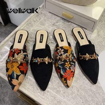 Rhinestone Chain Mules Slippers Women Fashion Flat Shoes Flower Printing Slides Unicorn Female Low Heel Shoe Woman Brand Slipper
Rhinestone Chain Mules Slippers Women Fashion Flat Shoes Flower Printing Slides Unicorn Female Low Heel Shoe Woman Brand Slipper