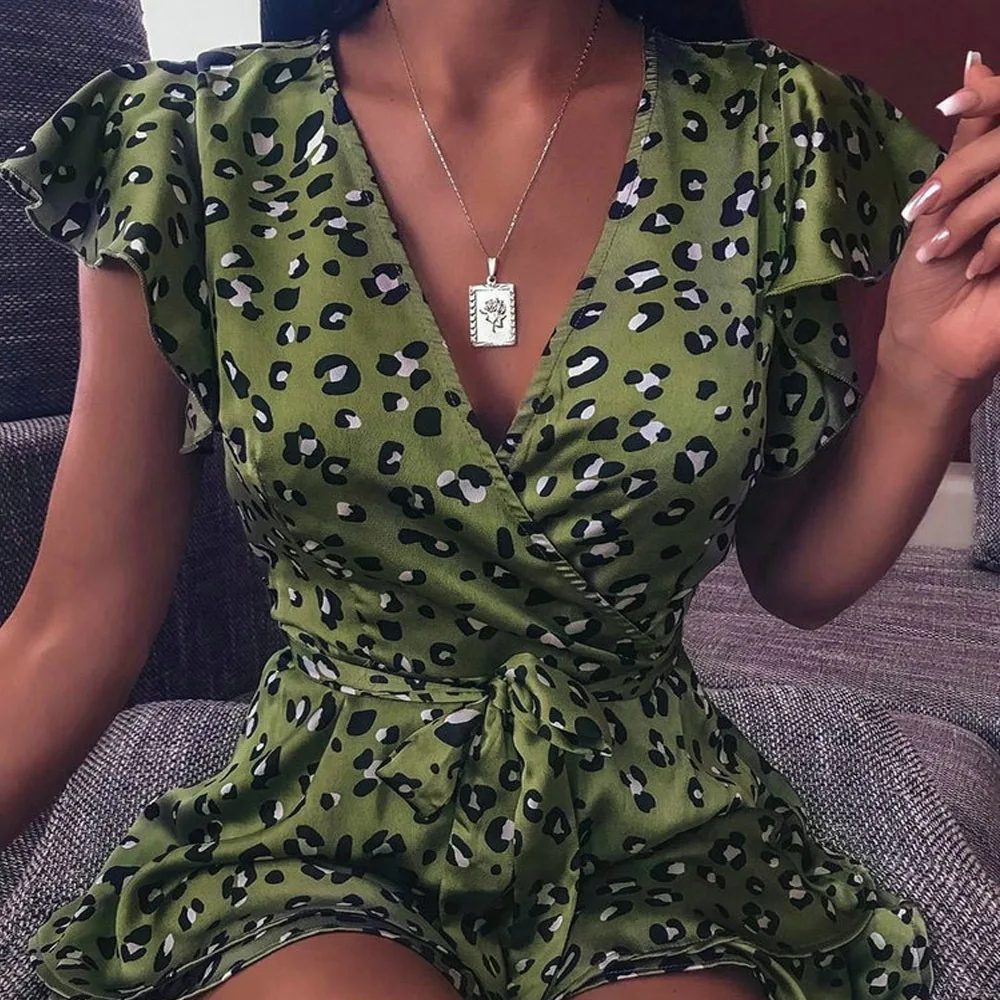 Leopard Green Ruffle Dress Tunic V Neck Butterfly Sleeve A Line Vintage Femme Dresses Summer Mini Sexy Lace up Vestidos Mujer
Leopard Green Ruffle Dress Tunic V Neck Butterfly Sleeve A Line Vintage Femme Dresses Summer Mini Sexy Lace up Vestidos Mujer