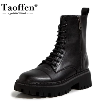 Taoffen Real Leather Women Ankle Boots Cross Strap Round Toe Zipper Shoes Flats Winter Warm Fashion Footwear Size 34-39
Taoffen Real Leather Women Ankle Boots Cross Strap Round Toe Zipper Shoes Flats Winter Warm Fashion Footwear Size 34-39