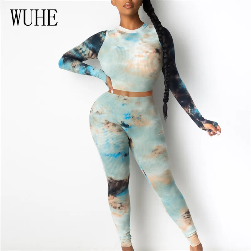 WUHE Ribbed Knitted Tie Dye Print Two Piece Set Women Tracksuits Autumn Long Sleeve Crop Tops + High Waist Sporty Jogger Pants
WUHE Ribbed Knitted Tie Dye Print Two Piece Set Women Tracksuits Autumn Long Sleeve Crop Tops + High Waist Sporty Jogger Pants