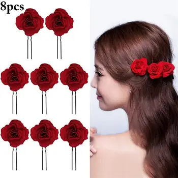 Rose Flower Hairpins Red Floral Trendy U Shape Hair Sticks Bridal Wedding Hairwear Ornaments Headdress Party Bobby Pins
Rose Flower Hairpins Red Floral Trendy U Shape Hair Sticks Bridal Wedding Hairwear Ornaments Headdress Party Bobby Pins