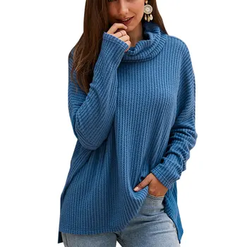 Women High Neck Pullover Knit Sweater Tops Solid Color Long Sleeve Casual Tops JL 
Women High Neck Pullover Knit Sweater Tops Solid Color Long Sleeve Casual Tops JL