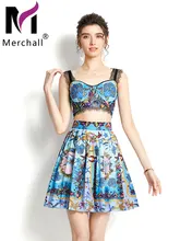 New Arrival Boho Summer Dress 2 Piece Set Female Flower Print Sexy Lace Sleeveless Crop Top + Pleated Mini Skirt Set Suit M66865
New Arrival Boho Summer Dress 2 Piece Set Female Flower Print Sexy Lace Sleeveless Crop Top + Pleated Mini Skirt Set Suit M66865