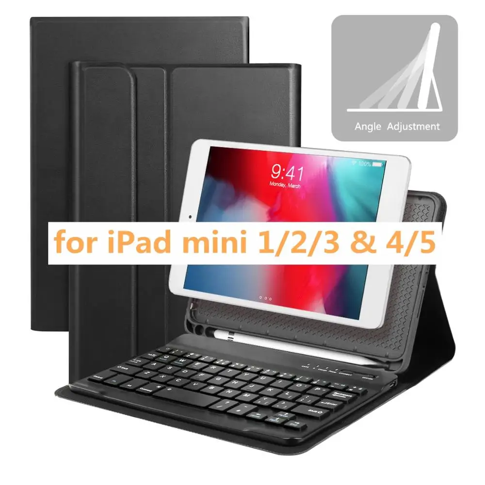 Smart Case for iPad mini 4/5 iPad mini 1/2/3 with Bluetooth Keyboard English Spanish Franch Italian German Layout A1432 A2125
Smart Case for iPad mini 4/5 iPad mini 1/2/3 with Bluetooth Keyboard English Spanish Franch Italian German Layout A1432 A2125