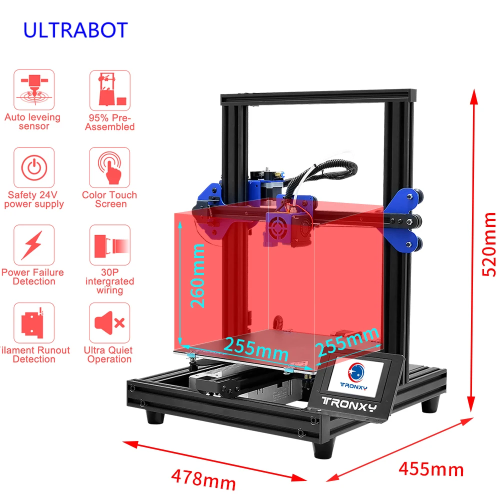 Full Metal Frame High Precision Color Touch Screen 3D Printer Diy Kit with Automatic Leveling and Resume Power Failure Function
Full Metal Frame High Precision Color Touch Screen 3D Printer Diy Kit with Automatic Leveling and Resume Power Failure Function