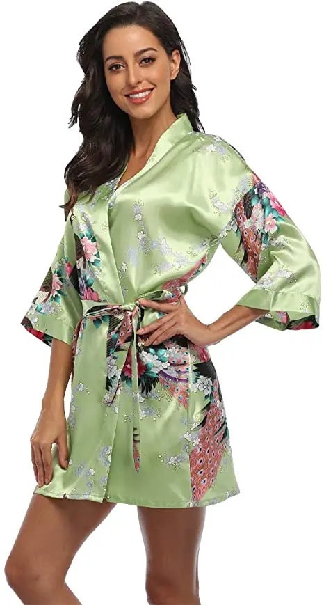 2015 Silk Kimono Robe Bathrobe Women Satin Robe Robe Longue Femme For Women Night Sexy Robes Night Grow For Bridesmaid Summer 2015 Silk Kimono Robe Bathrobe Women Satin Robe Robe Longue Femme For Women Night Sexy Robes Night Grow For Bridesmaid Summer