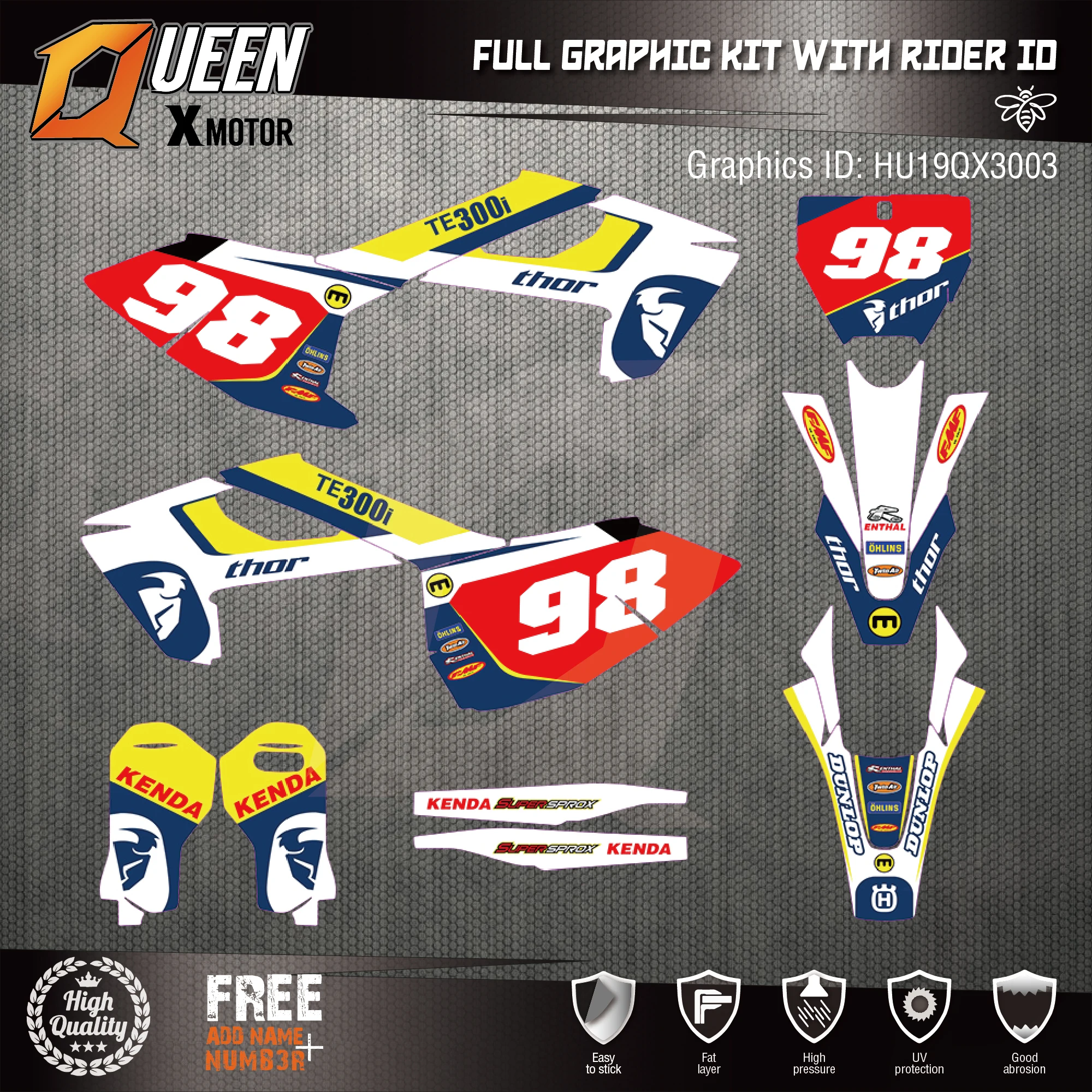 Queen-X Custom Team Graphics Backgrounds Decals 3M Stickers Kit For HUSQVARNA TC FC TX FX FS 2016-2018 TE FE 2017-2019 003
Queen-X Custom Team Graphics Backgrounds Decals 3M Stickers Kit For HUSQVARNA TC FC TX FX FS 2016-2018 TE FE 2017-2019 003