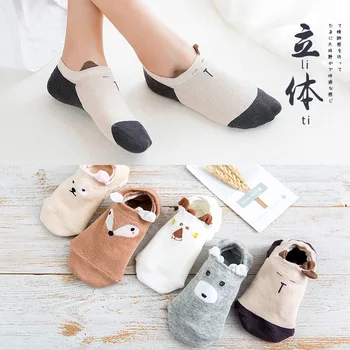 (5 pairs) Socks women 2019 new stereo animal ears ship socks Sweet cartoon cotton socks 
(5 pairs) Socks women 2019 new stereo animal ears ship socks Sweet cartoon cotton socks