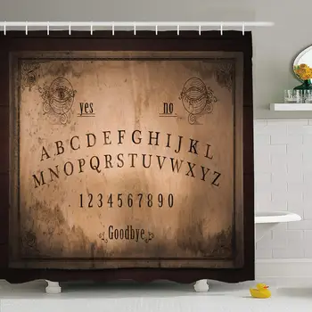 Shower Curtain Set with Hooks 60x72 Talking Board Contrast Fear Planchette Call Soothsayer Used On Seances Science Dark Objects 
Shower Curtain Set with Hooks 60x72 Talking Board Contrast Fear Planchette Call Soothsayer Used On Seances Science Dark Objects