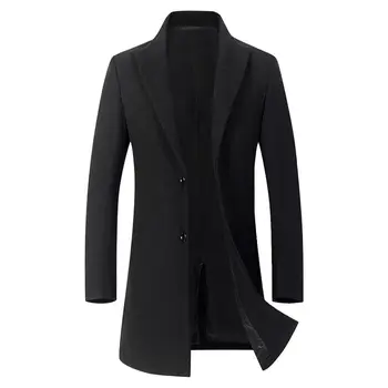 Men's Long Sleeve Single-Breasted Lapel Trench Coat British Winter Woollen Cashmere Warm Solid Color Wild Business Slim Jacket
Men's Long Sleeve Single-Breasted Lapel Trench Coat British Winter Woollen Cashmere Warm Solid Color Wild Business Slim Jacket