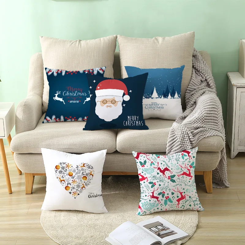 

Christmas Tree Deer Cushion Cover for Sofa Home Linen Pillowcase 18*18in Pillows Covers Car Sofa Home Decor Pillow Case