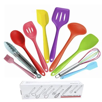 New Silicone Kitchen Utensils Set 10Pcs Heat Resistant Non-Stick Turner Whisk Spoon Brush Spatula Colorful Cooking Tools TE889
New Silicone Kitchen Utensils Set 10Pcs Heat Resistant Non-Stick Turner Whisk Spoon Brush Spatula Colorful Cooking Tools TE889
