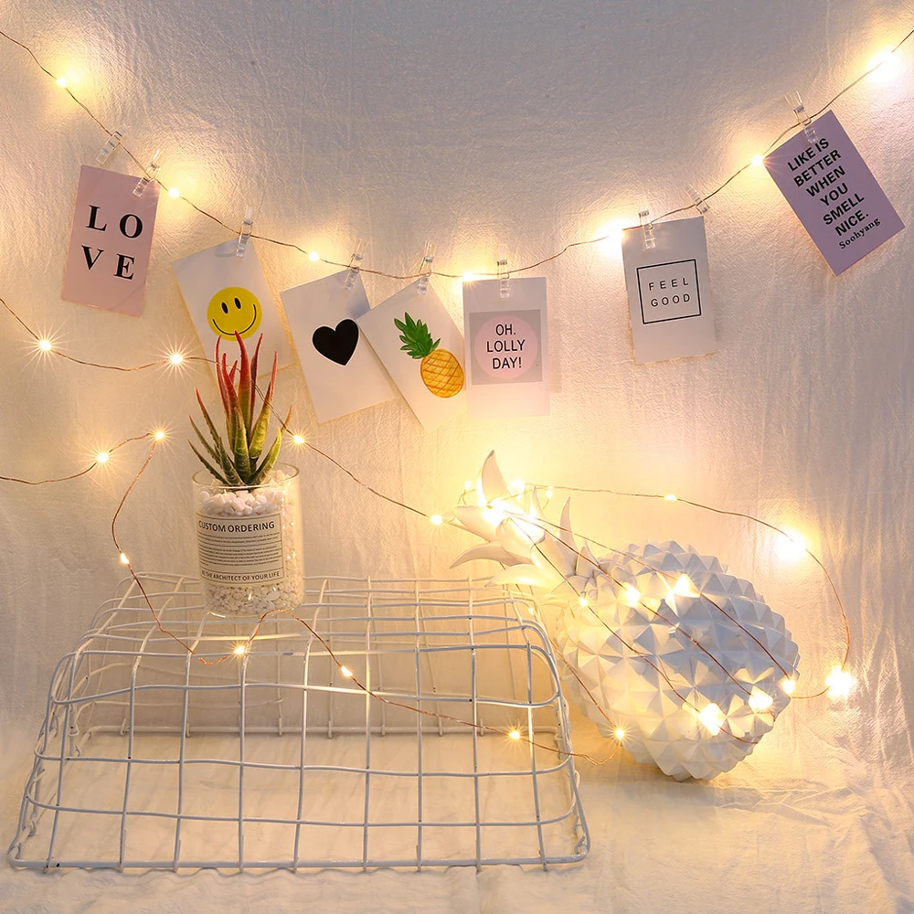 2M 5M Photo Clip LED Copper String Lights Fairy Home Party Christmas Wedding Picture Card Garland Xmas Tree Cafe Wall Decorate (10)