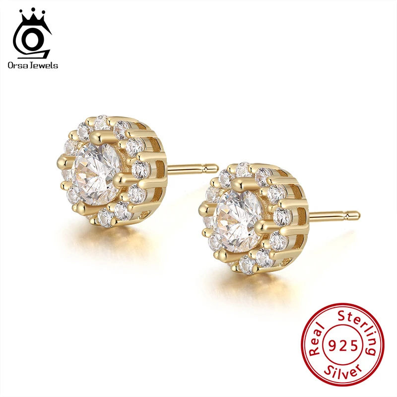 ORSA JEWELS Lovely Big Sparkling Gold Color Stud Earring 100% 925 Silver 8mm Small Earring Jewelry Brand Party Gift OSE295
ORSA JEWELS Lovely Big Sparkling Gold Color Stud Earring 100% 925 Silver 8mm Small Earring Jewelry Brand Party Gift OSE295