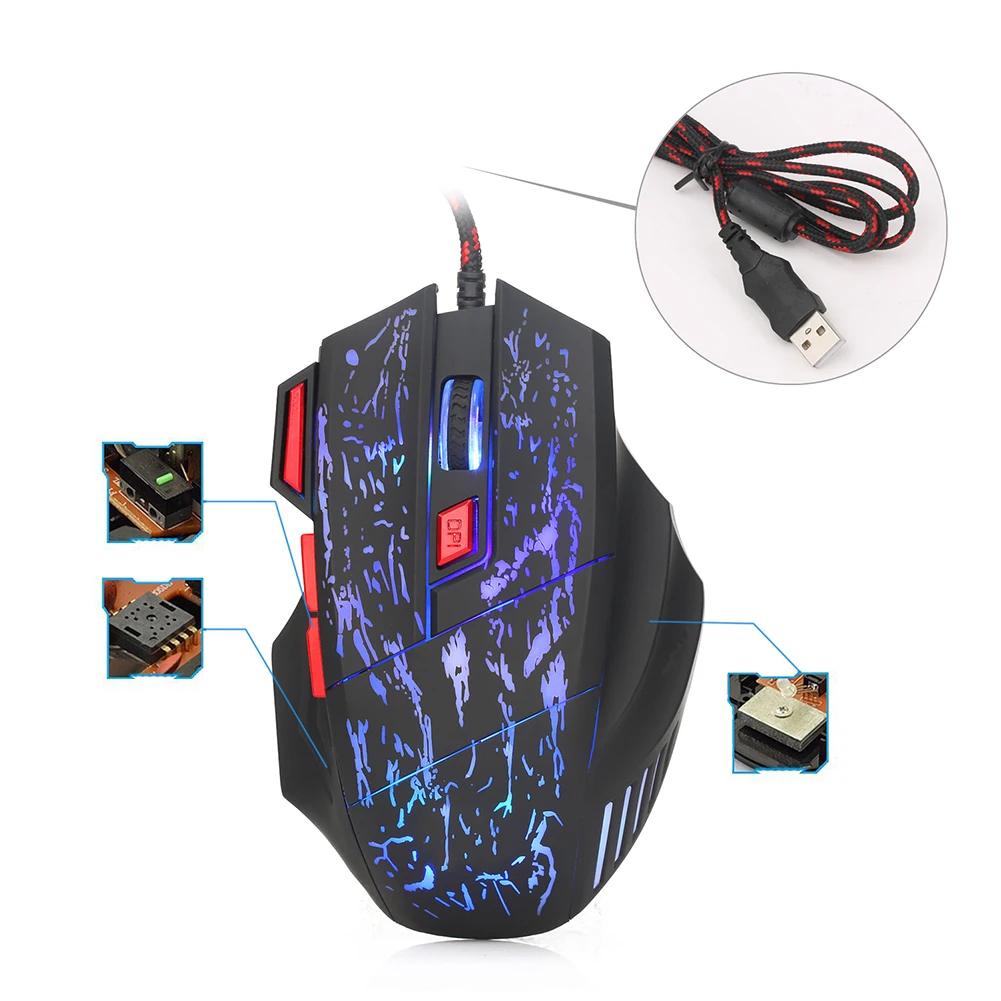 Gaming Mouse 5500DPI LED Optical 7 Buttons USB Wired Gaming Mouse For Laptop PC Adjustable DPI Switcher Ergonomical design Mouse
Gaming Mouse 5500DPI LED Optical 7 Buttons USB Wired Gaming Mouse For Laptop PC Adjustable DPI Switcher Ergonomical design Mouse