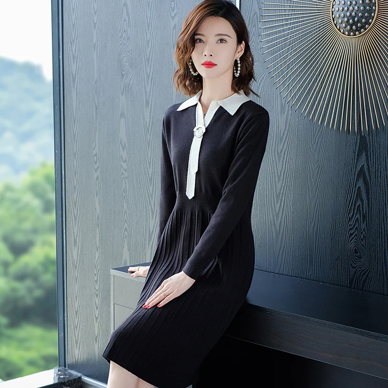 Knitted sweater dress autumn and winter skirt with coat temperament in the long section 2019 new women's interior take winter
Knitted sweater dress autumn and winter skirt with coat temperament in the long section 2019 new women's interior take winter