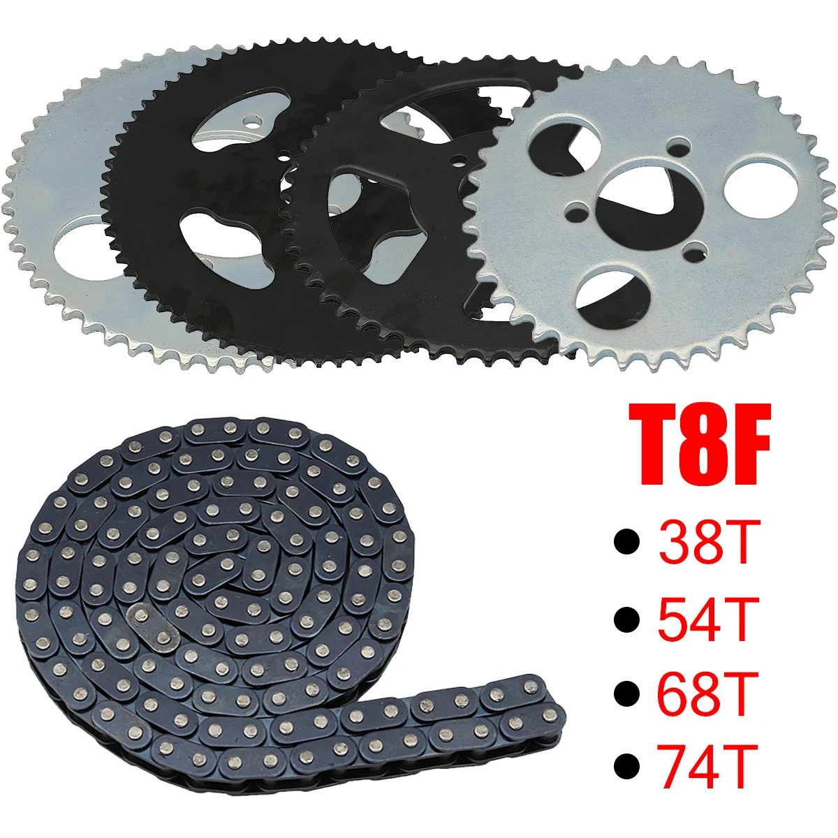 

47cc 49cc T8F Chain 136 Links and 38 54 68 74 Teeth Sprocket For Mini Moto Pocket Bike ATV Quad 2 Stroke Engine Parts