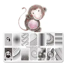 Beautybigbang 6*12cm 네일 스탬프 플레이트 기하학 라인 웨이브 패턴 사각형 이미지 스탬프 네일 디자인을위한 스텐실 인쇄(China)