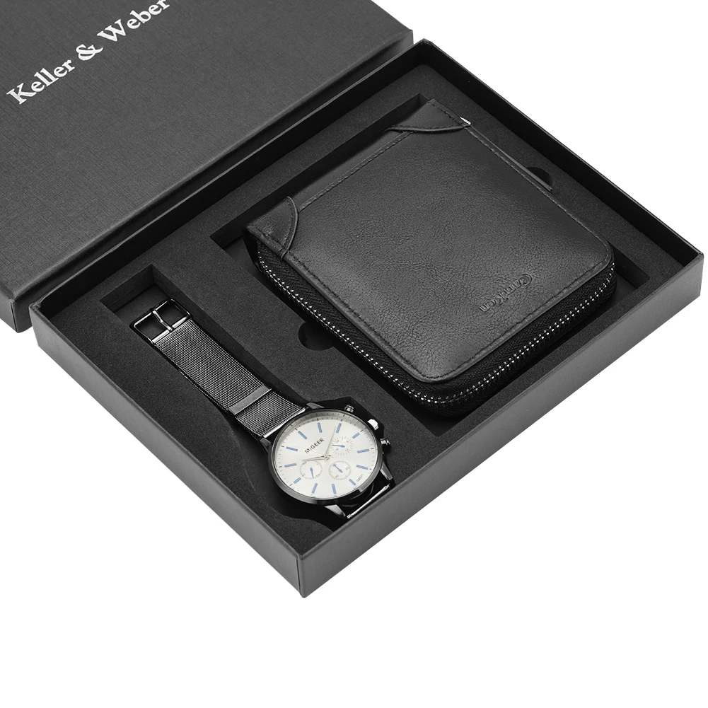 Luxury Men Watches Leather/Stainless Steel Watch Band Business Men Genuine Wallet Gifts Set for Husband Dad relogios masculino
Luxury Men Watches Leather/Stainless Steel Watch Band Business Men Genuine Wallet Gifts Set for Husband Dad relogios masculino