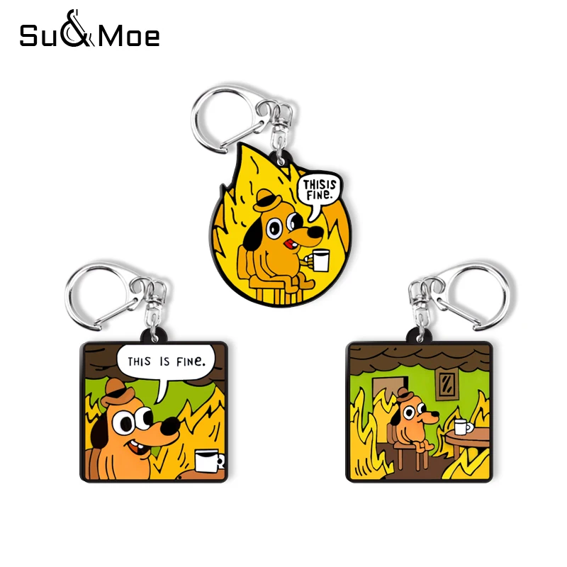 THIS IS FINE Keychain Custom Cartoon Dog Key Chain Funny Animal Jewelry Gift Fans Friends Key Ring Gift Porte Clef
THIS IS FINE Keychain Custom Cartoon Dog Key Chain Funny Animal Jewelry Gift Fans Friends Key Ring Gift Porte Clef
