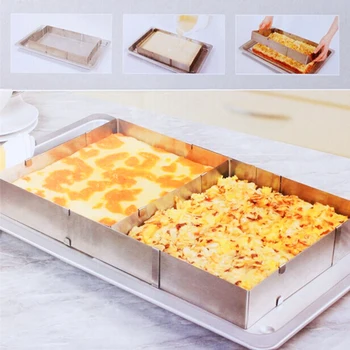 Cake Mold Stainless Steel Adjustable Cake Ring Rectangle Shaped Mousse Cake Cutter Baking Mold Pastry Baking Tool for Party Cake
Cake Mold Stainless Steel Adjustable Cake Ring Rectangle Shaped Mousse Cake Cutter Baking Mold Pastry Baking Tool for Party Cake
