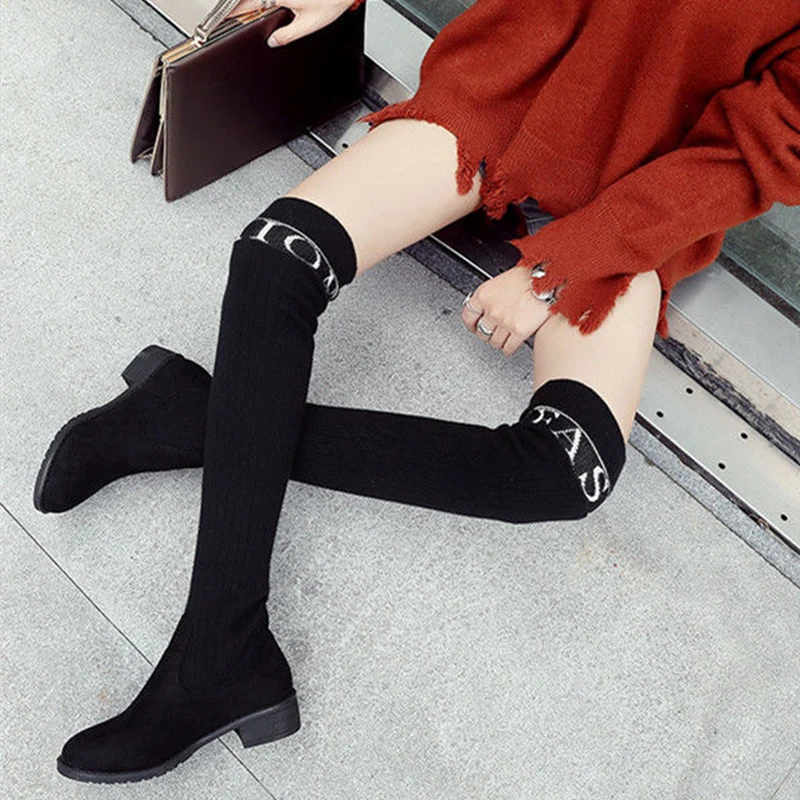 Women's Large Sweater Knee High Boots Spring And Autumn New Boots Elastic Boots Fashion Casual Knee High Boots Single Boots
Women's Large Sweater Knee High Boots Spring And Autumn New Boots Elastic Boots Fashion Casual Knee High Boots Single Boots