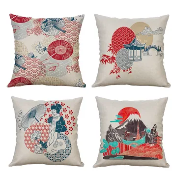 Halloween pillows covers 4pcs Japanese Scenery Figure Linen Pillow decorative cushion covers Throw Pillowcase decoration Home 
Halloween pillows covers 4pcs Japanese Scenery Figure Linen Pillow decorative cushion covers Throw Pillowcase decoration Home