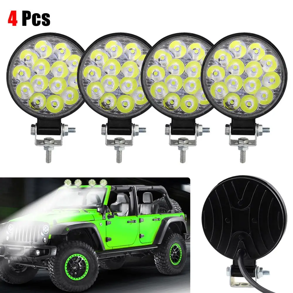 4pcs 42W Round LED Work Light Spotlight 14 LED Light Bar For 4x4 Offroad ATV UTV Truck Tractor Motorcycle Fog lights
4pcs 42W Round LED Work Light Spotlight 14 LED Light Bar For 4x4 Offroad ATV UTV Truck Tractor Motorcycle Fog lights