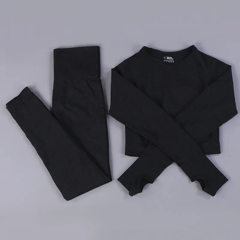 Women 2pcs Seamless Yoga Set Sport Suit Gymwear Workout Clothes Long Sleeve Gym Crop Top High Waist Leggings Fitness Sports Wear Women 2pcs Seamless Yoga Set Sport Suit Gymwear Workout Clothes Long Sleeve Gym Crop Top High Waist Leggings Fitness Sports Wear