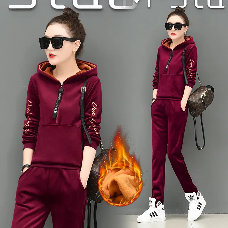 Brushed And Thick Hoodie WOMEN'S Suit Winter Gold Velvet Large Size Slim Fit Fashion & Sports Casual Hooded Women's Two-Piece Se
Brushed And Thick Hoodie WOMEN'S Suit Winter Gold Velvet Large Size Slim Fit Fashion & Sports Casual Hooded Women's Two-Piece Se