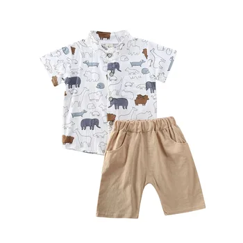 Toddler Baby Boys Summer Clothes, Cartoon Animal Print Button Down Shirts and Shorts Outfits Playwear Set 
Toddler Baby Boys Summer Clothes, Cartoon Animal Print Button Down Shirts and Shorts Outfits Playwear Set
