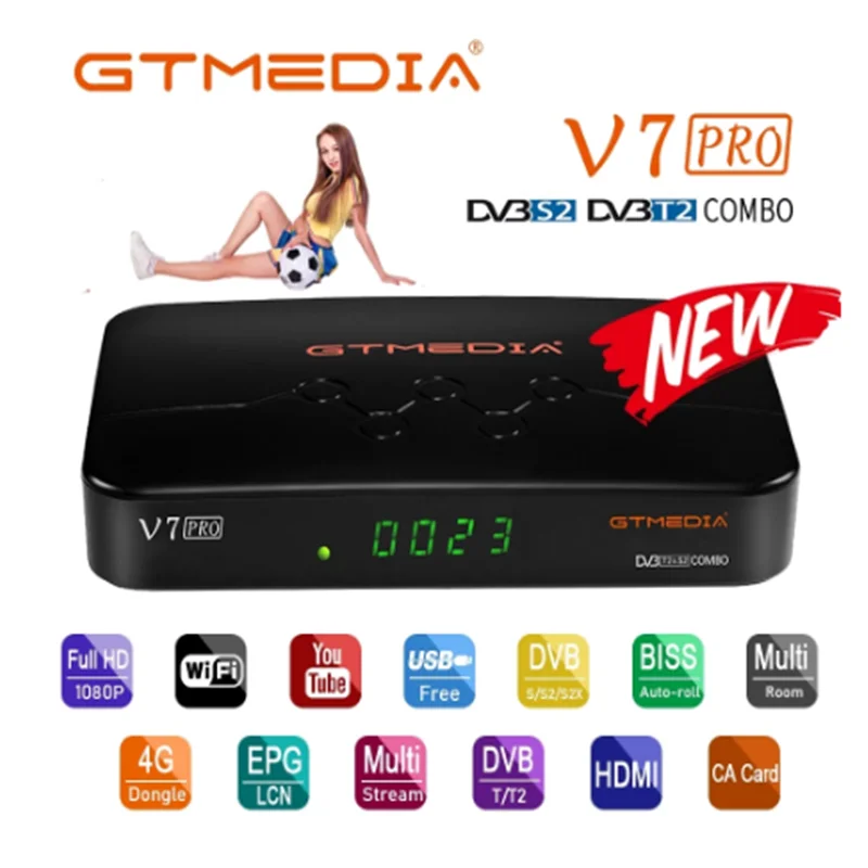NEW GTMEDIA V7 Pro Satellite Receiver Decoder TV Receiver DVB-S/S2/S2X+T/T2 CA Card Support DVB support H.265 Built-in WIFI
NEW GTMEDIA V7 Pro Satellite Receiver Decoder TV Receiver DVB-S/S2/S2X+T/T2 CA Card Support DVB support H.265 Built-in WIFI