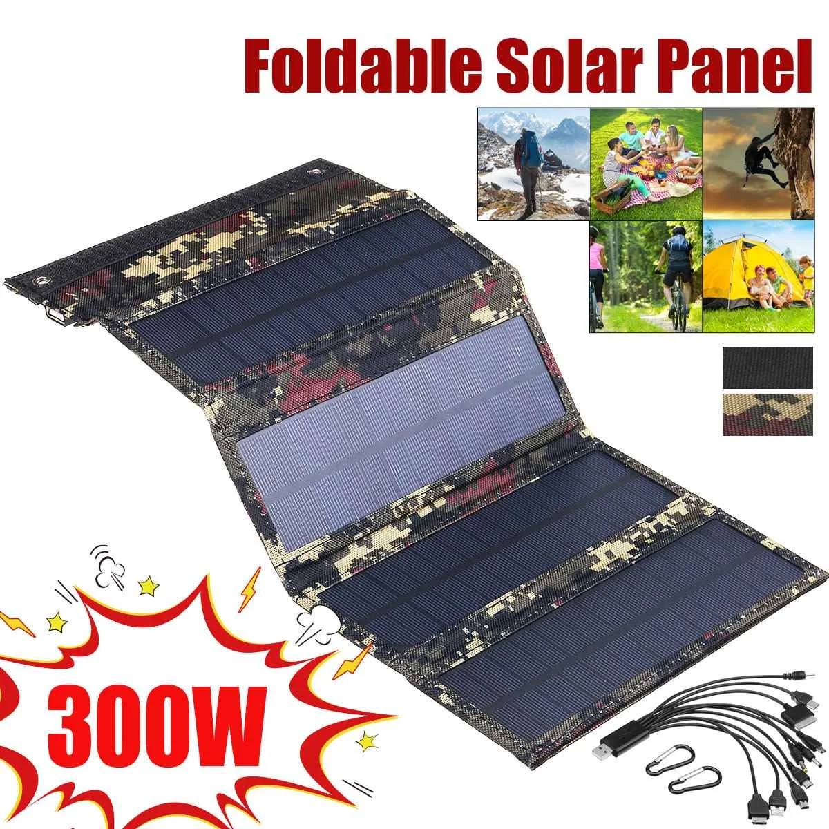 Водонепроницаемая складная солнечная панель 300 Вт 5 В | Электроника